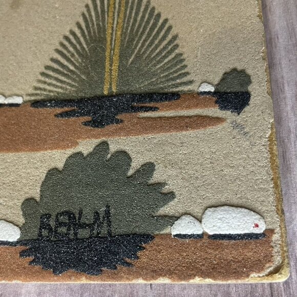 Vtg New Mexico 16” Navajo Sand Painting Wedding Vase Luck Signed Ben Matchers - Picture 12 of 16